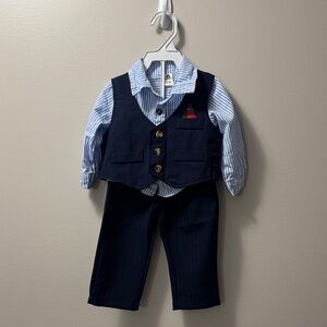 Classic Navy and Striped Kids Vest Set